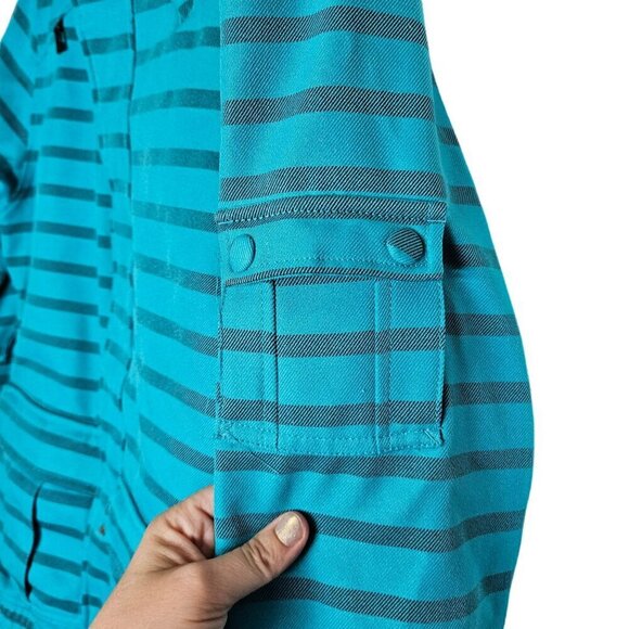 Nomis Women's Striped Hooded snowboarding Jacket Small Yellow & Blue Polyester - Picture 8 of 16